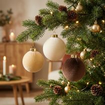 Artikel Weihnachtskugel Samtoptik Mix warme Farbtöne 8cm 12St