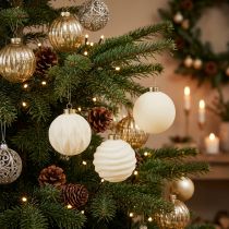 Artikel Weihnachtskugel Ornament in Weiß Struktur-Mix 8cm 12St
