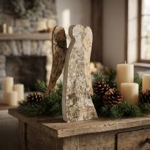 Artikel Engelfigur aus Holz mit Rinde aus Birke 30cm