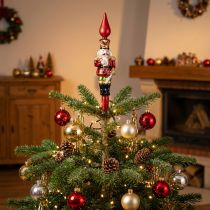 Artikel Christbaumspitze Nussknackerfigur in Rot für den Weihnachtsbaum 28cm Echtglas