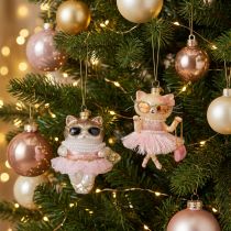 Artikel Katzen-Glasanhänger mit Tutu als Christbaumschmuck 11cm 2St
