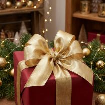 Artikel Geschenkband Gold mit Drahtkante 40mm 25m