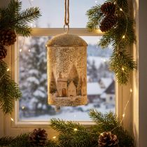 Artikel Glocke mit Winterdorf-Motiv zum Aufhängen 20cm