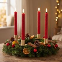 Artikel LED-Spitzkerze Rot mit warmweißem Licht 24cm 2St