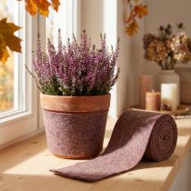 Artikel Filzband zweifarbig aus Wollfilz als Topfband aus 100% Wolle Lila/Braun 15cmx5m