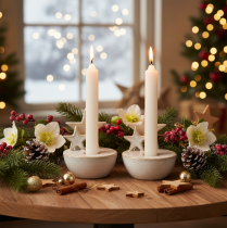 Artikel Kerzenhalter Sterne aus Keramik Weihnachtsdeko 11cm 2St