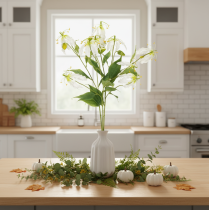 Artikel Künstliche Gloriosa Blume weiss gelb eleganter Blütenzweig für Dekoration 80cm 3St