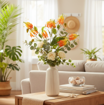 Artikel Kunstblume Gloriosa orange mit langen Stielen für Vasen 80cm 3St