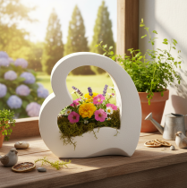 Artikel Herz Deko zum Bepflanzen und für Gestecke offen Moderne Herzform 19cm