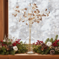 Artikel Bohnenblütenzweig Metallic Kunstpflanze Weihnachten 80cm 3St
