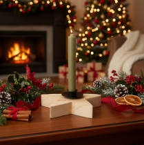 Artikel Holzstern Kerzenständer rustikal für Stabkerzen 16cm