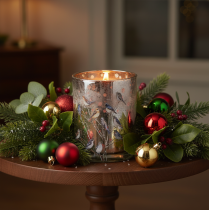 Artikel Kerzenglas Vögel Winter Design Windlicht glänzend 12cm