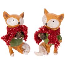 Artikel Deko Fuchs mit Schal und Zapfen 10cm 2St