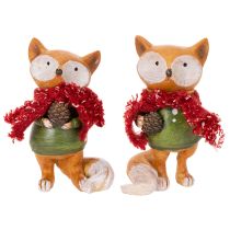 Artikel Deko Fuchs mit Schal und Zapfen 10cm 2St