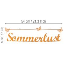 Artikel Gartendeko mit Schmetterlingen, Hänger “Sommerlust”, Metalldeko Edelrost L54,5cm H14cm