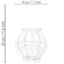 Artikel Gartenlaterne Metall Glas Windlicht zum Hängen Weiß Ø18,5cm