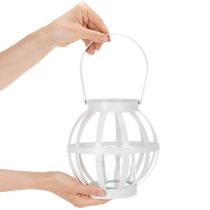 Artikel Gartenlaterne Metall Glas Windlicht zum Hängen Weiß Ø18,5cm