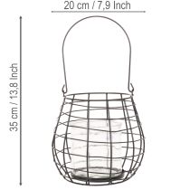 Artikel Gartenlaterne mit Glas Windlicht Schwarz Ø20cm H18,5cm