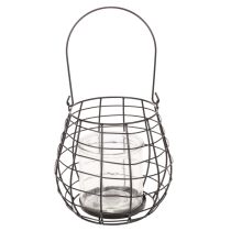 Artikel Gartenlaterne mit Glas Windlicht Schwarz Ø20cm H18,5cm