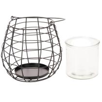 Artikel Gartenlaterne mit Glas Windlicht Schwarz Ø20cm H18,5cm