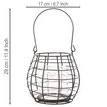 Artikel Gartenlaterne mit Henkel Schwarz Windlicht Glas Ø17cm H15cm