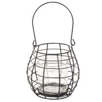 Artikel Gartenlaterne mit Henkel Schwarz Windlicht Glas Ø17cm H15cm