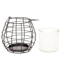 Artikel Gartenlaterne mit Henkel Schwarz Windlicht Glas Ø17cm H15cm