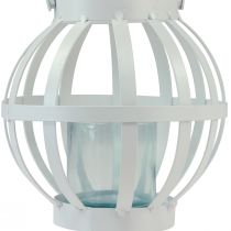 Artikel Gartenlaterne Metall Glas Windlicht zum Hängen Weiß Ø18,5cm