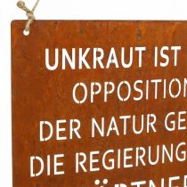 Gartenschild mit Spruch „Unkraut“ Rost Deko Garten 35×30cm