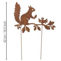 Artikel Gartenstecker Eichhörnchen auf Ast Edelrost Metall H42cm 3St