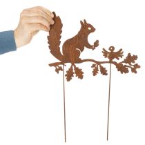 Artikel Gartenstecker Eichhörnchen auf Ast Edelrost Metall H42cm 3St