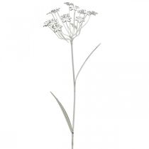 Gartenstecker-Blume, Gartendeko, Pflanzenstecker aus Metall Shabby Chic Weiß, Silbern L52cm Ø10cm 2St