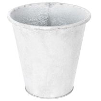 Artikel Gefäß mit Ornamenten, Pflanztopf, Metallübertopf Weiß Ø18,5cm H18cm