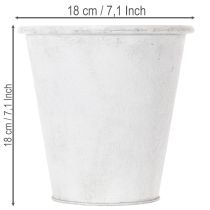 Artikel Gefäß mit Ornamenten, Pflanztopf, Metallübertopf Weiß Ø18,5cm H18cm