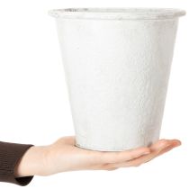 Artikel Gefäß mit Ornamenten, Pflanztopf, Metallübertopf Weiß Ø18,5cm H18cm