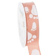 Artikel Geschenkband Baby Füße Deko Taufe Band Rosa 25mm 16m