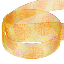 Artikel Geschenkband Blumen Organzaband Gelb Orange 25mm 18m
