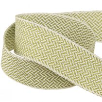 Artikel Geschenkband Fischgrätmuster Dekoband Weiß Grün 25mm 15m