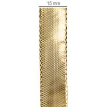Artikel Geschenkband Gold mit Drahtkante 15mm 25m