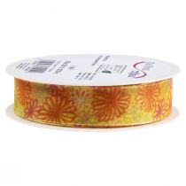 Artikel Geschenkband Blumen Organzaband Gelb Orange 25mm 18m