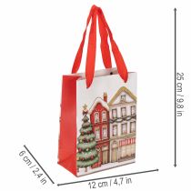 Artikel Weihnachtliche Geschenktüte mit Häusern und Tannenbaum 16cm 2St