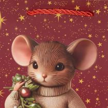 Artikel Geschenktüte mit Mausmotiv und Sternen für Weihnachten 24cm 2St