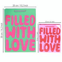 Artikel Geschenktüte mit Henkeln „Filled with Love“ H36/23cm 2er-Set