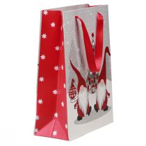 Artikel Geschenktüte mit Henkeln Wichtel Rot Grau Weiß 24×18×8cm 4St