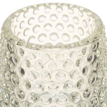 Artikel Glas Teelichthalter mit Fuß Punkte und Rillen H15cm 2St