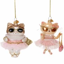 Artikel Katzen-Glasanhänger mit Tutu als Christbaumschmuck 11cm 2St