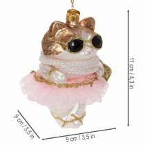 Artikel Katzen-Glasanhänger mit Tutu als Christbaumschmuck 11cm 2St