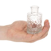 Artikel Mini Glasvase mit Rautenmuster Kleine Tischvase Flasche transparent 9cm 6St