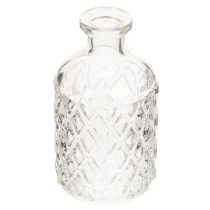 Artikel Glasflasche mit Rautenmuster Dekoflasche Vase klein 13cm 6St