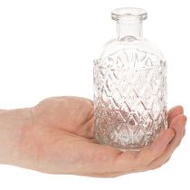Artikel Glasflasche mit Rautenmuster Dekoflasche Vase klein 13cm 6St